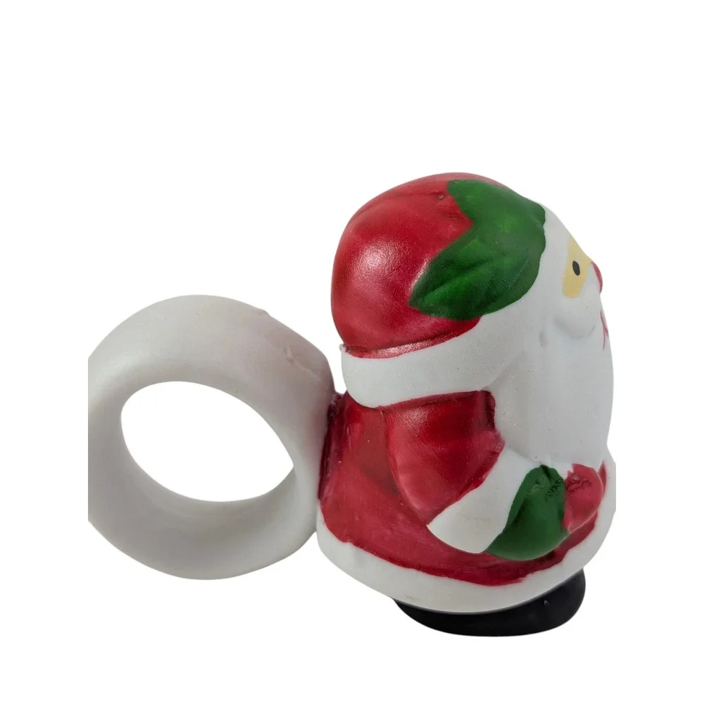 Hand Painted Porcelain Santa Napkin Rings Set of 4 Christmas Holiday Decor Boxed